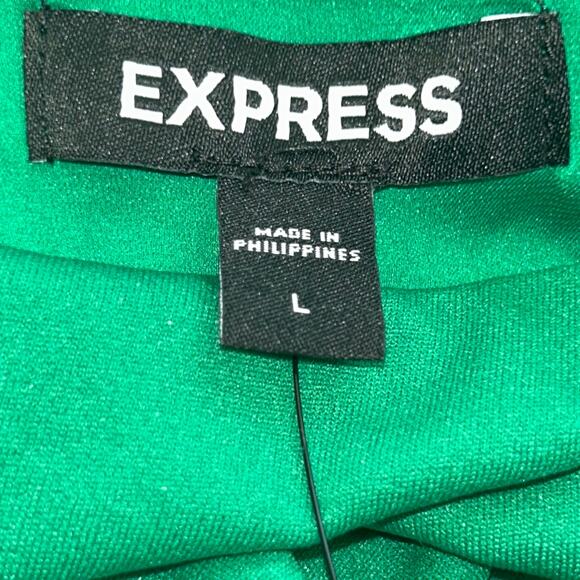 Express NWT emerald green satin slip long holiday cocktail asymmetrical dress L - Picture 9 of 12